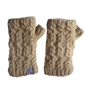 Turtle Fur Beige Unisex MIKA Hand Warmer Mitten Wool Cable Knit Fingerless Glove